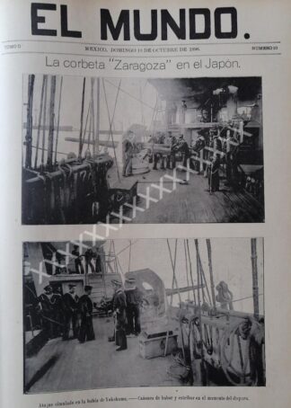 PORTADA ANTIGUA 1896 LA CORBETA ZARAGOZA EN JAPON
