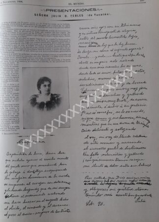NOTA DE PRENSA ANTIGUA JULIA D. FEBLES CANTON 1896