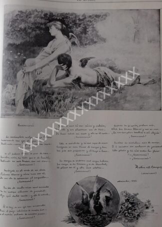 GRABADO ANTIGUO DE RUBEN M. CAMPOS 1896 POEMA