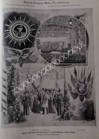 GRABADO ANTIGUO 1896 DE CARLOS ALCALDE, TEATRO NACIONAL