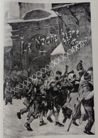 GRABADO ANTIGUO 1896 CUTANDA, NOCHE BUENA EN ESPAÑA