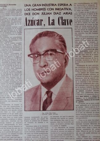 AFICHE RETRO. JULIAN DIAZ ARIAS E INDUSTRIA AZUCARERA 1962