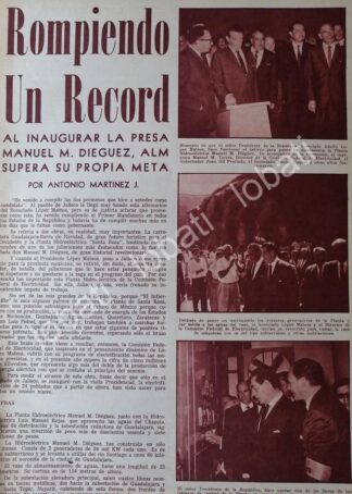 AFICHE RETRO. INAUGURAN PRESA MANUEL M. DIEGUEZ. GDJ 1964