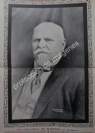 AFICHE ANTIGUO 1912 MUERTE DE JUSTO SIERRA