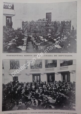 AFICHE ANTIGUO 1912 LA CAMARA DE DIPUTADOS EN SESION