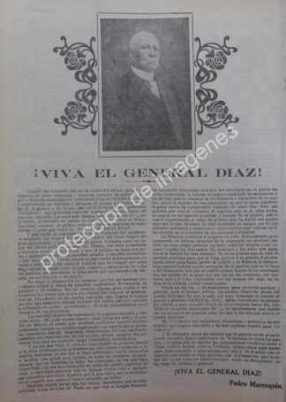 AFICHE ANTIGUO 1912 DE PEDRO MARROQUIN A PORFIRIO DIAZ