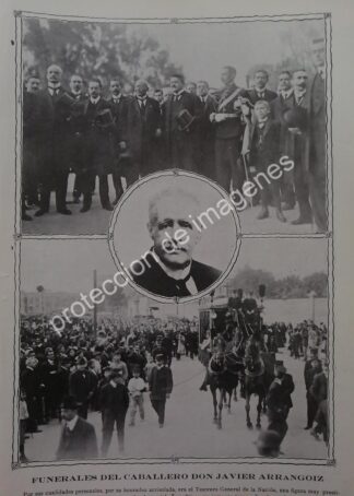 AFICHE ANTIGUO 1913 FUNERAL DE JAVIER ARRANGOIZ SAYAGO