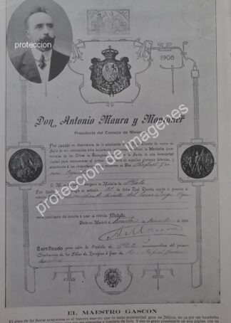 AFICHE ANTIGUO. 1913 RAFAEL GASTON PEREZ ES PREMIADO. /MUSICOS
