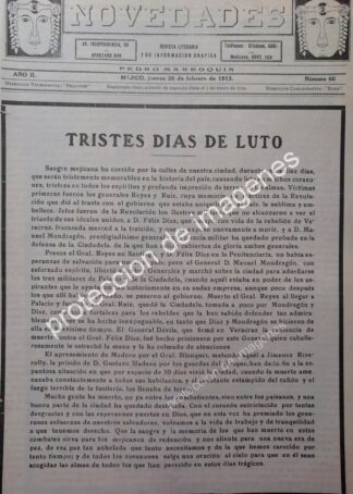 AFICHE ANTIGUO 1913 NOTICIA DE LA DECENA TRAGICA