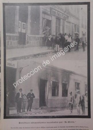 AFICHE ANTIGUO 1912 PERIODICOS DESTRUIDOS POR LA PORRA