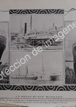 AFICHE ANTIGUO 1912 BOTADURA EL BUQUE. GENERAL PESQUEIRA