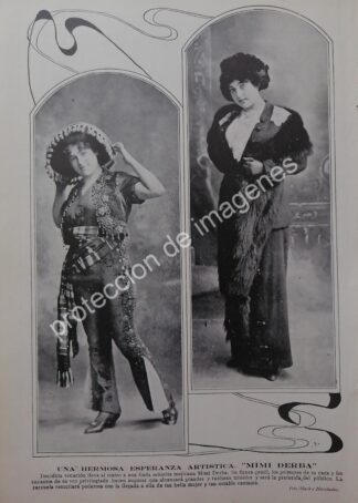 AFICHE ANTIGUO 1912 INICIOS DE LA ACTRIZ MIMI DERBA
