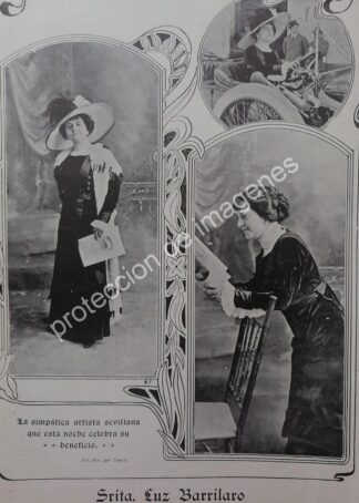 AFICHE ANTIGUO 1912 LA ACTRIZ Y TIPLE. LUZ BARRILARO