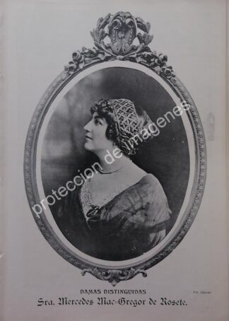 AFICHE ANTIGUO 1912. MERCEDES MACGREGOR DE ROSETE /ASM