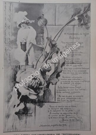 AFICHE ANTIGUO 1913. POEMA INEDITO GLORIA DE LA PRADA NAVARRO