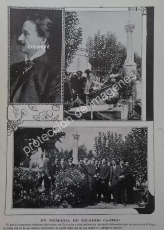 AFICHE ANTIGUO 1913 HONRA FUNEBRE MUSICO RICARDO CASTRO HERRERA