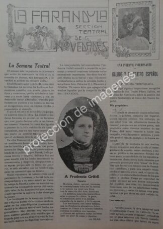 AFICHE ANTIGUO 1912 INICIOS DE LA ACTRIZ PRUDENCIA GRIFELL