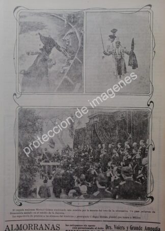 AFICHE ANTIGUO 1912 TORERO MERCED GOMEZ TOMA ALTERNATIVA 2