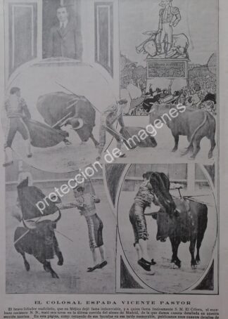 AFICHE ANTIGUO 1912. TORERO VICENTE PASTOR EN MEXICO