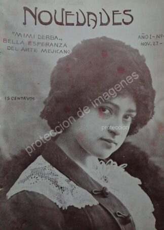 PORTADA ANTIGUA ORIGINAL 1912 LA ACTRIZ. MIMI DERBA