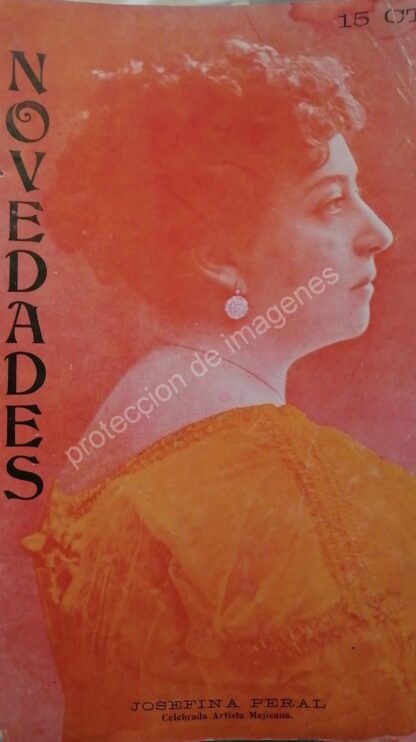 PORTADA ANTIGUA ORIGINAL 1912 ACTRIZ JOSEFINA PERAL