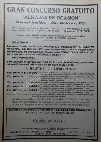 CARTEL ANTIGUO JOYERIAS "ALHAJAS DE OCASION" 1912