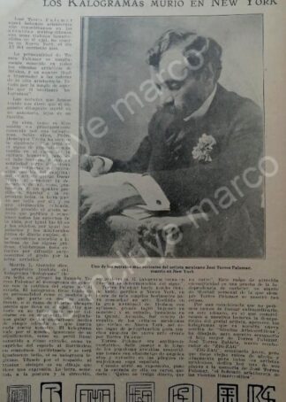 AFICHE ANTIGUO 1920 MUERE JOSE TORRES PALOMAR