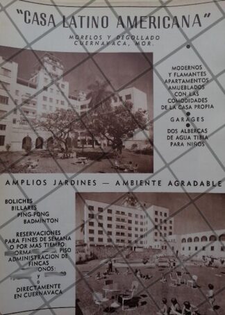 CARTEL ANTIGUO INAUGURAN HOTEL LA LATINO AMERICANA, MORELOS 1950 /4