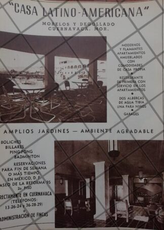 CARTEL ANTIGUO INAUGURAN HOTEL LA LATINO AMERICANA, MORELOS 1950 /2