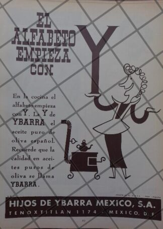 CARTEL DE PUBLICIDAD ANTIGUA ACEITE DE OLIVA YBARRA 1951
