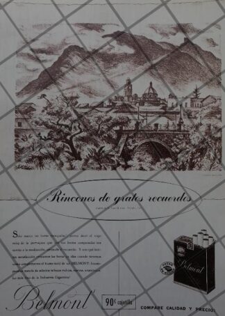 CARTEL ANTIGUO CIGARROS BELMONT. DIBUJO. ALBERTO BELTRAN
