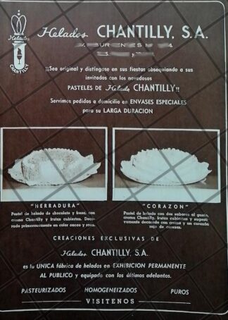 CARTEL ANTIGUO ORIGINAL HELADERIAS CHANTILLY S.A /250