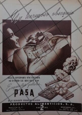 CARTEL PUBLICIDAD ANTIGUA FABRICA DE GALLETAS PASA 1951