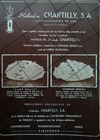 CARTEL ANTIGUO ORIGINAL HELADERIAS CHANTILLY S.A /249