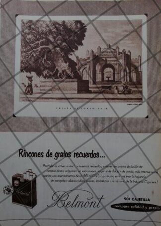 CARTEL ANTIGUO CIGARROS BELMONT. DIBUJO DE ALBERTO BELTRAN