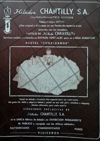 CARTEL ANTIGUO ORIGINAL HELADERIAS CHANTILLY S.A /248