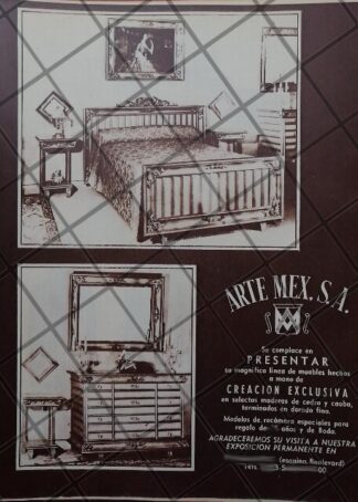 CARTEL ANTIGUO TIENDA ARTE MEX S.A 1951 /862