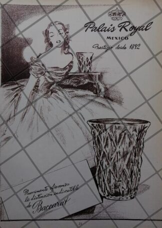 CARTEL ANTIGUO JOYERIA PALAIS ROYAL, CRISTAL DE BACCARAT 1951 /854