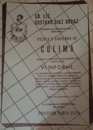 AFICHE POLITICO RETRO VERACRUZ FELICITA A DIAZ ORDAZ 1970