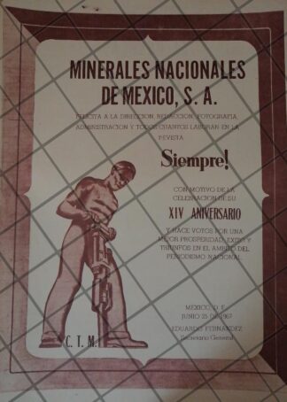 CARTEL RETRO ORIGINAL, MINERALES NACIONALES DE MEXICO S.A 1967
