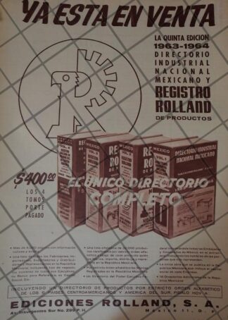 CARTEL PUBLICITARIO RETRO, EDITORIAL ROLLAND S.A 1963