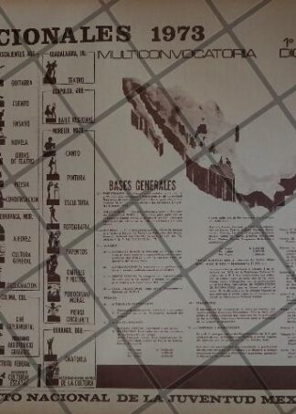AFICHE RETRO DE GOBIERNO, CONCURSOS INJUVE 1973 /RARO