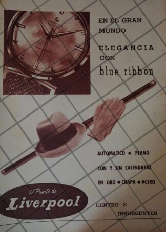 CARTEL ANTIGUO ORIGINAL TIENDAS LIVERPOOL Y RELOJ CERTINA 1964