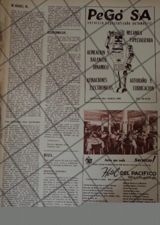 RARO AFICHE RETRO ORIGINAL. HOTEL DEL PACIFICO Y OTRAS 1967