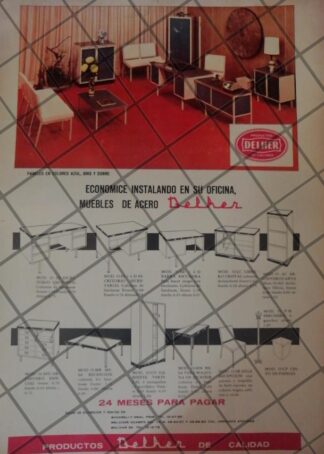 CARTEL RETRO ORIGINAL. MUEBLES METALICOS DELHER 1966 /907