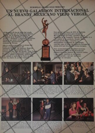 CARTEL RETRO ORIGINAL. VIEJO VERGEL RECIBE PREMIO MERCURIO DE ORO 1973