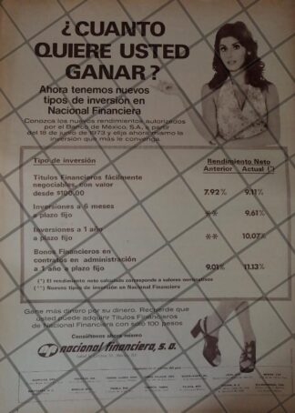CARTEL RETRO ORIGINAL. BANCO NACIONAL FINANCIERA 1970 /152