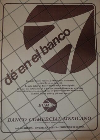 CARTEL RETRO ORIGINAL. BANCO BCM. BANCO COMERCIAL MEXICANO 1972 /150