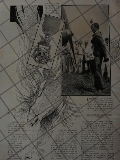 AFICHE ANTIGUO. AVIADOR CHARLES LINDBERG Y SU VIDA 1928 - Image 2