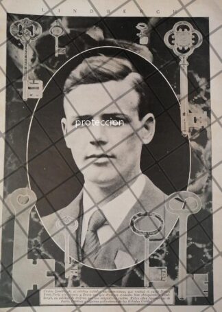 AFICHE ANTIGUO. AVIADOR CHARLES LINDBERG 1928 SU HAZAÑA